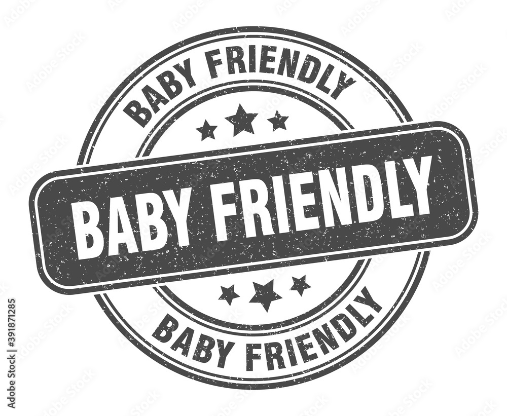 baby friendly stamp. baby friendly label. round grunge sign
