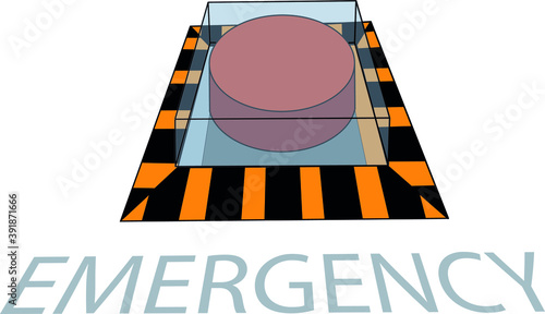 Emergency button protected by a cover so that it cannot be activated accidentally