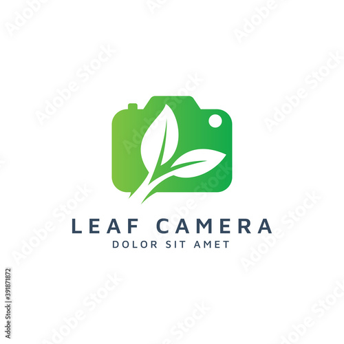 camera and leaf negative space logo design