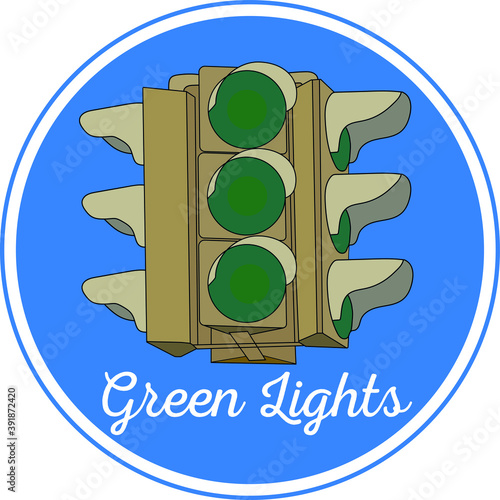 Beautiful Traffic light with all green lights on