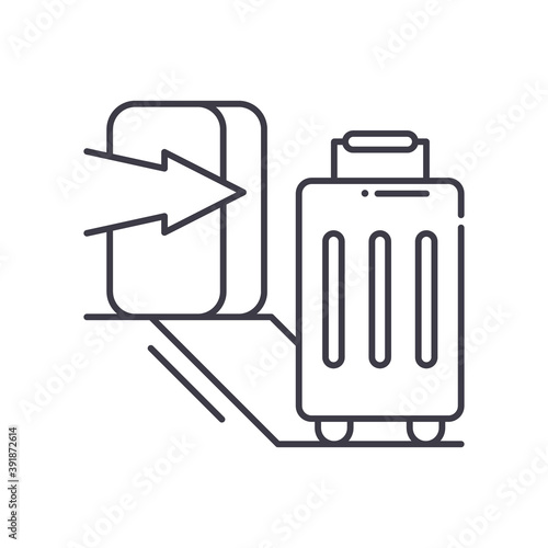 Baggage claim icon, linear isolated illustration, thin line vector, web design sign, outline concept symbol with editable stroke on white background.