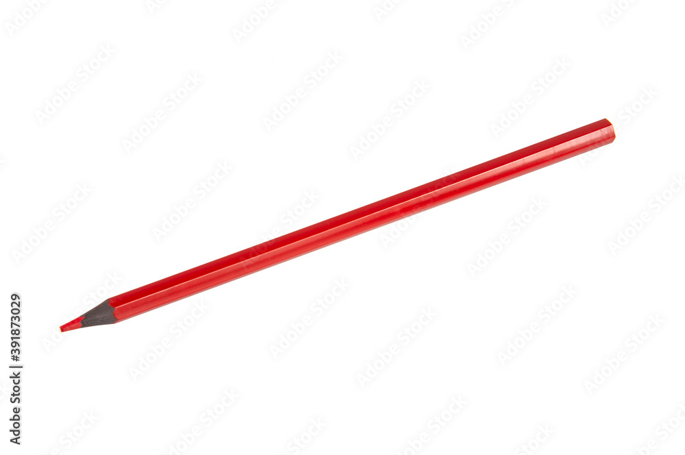 Red color pencil isolated on the white Red color pencil isolated on the white