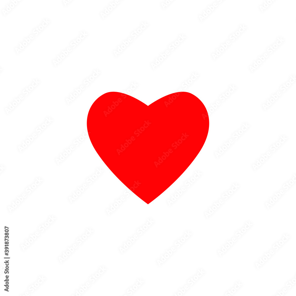 Red heart icon, love vector symbol, heart shape isolated on background.