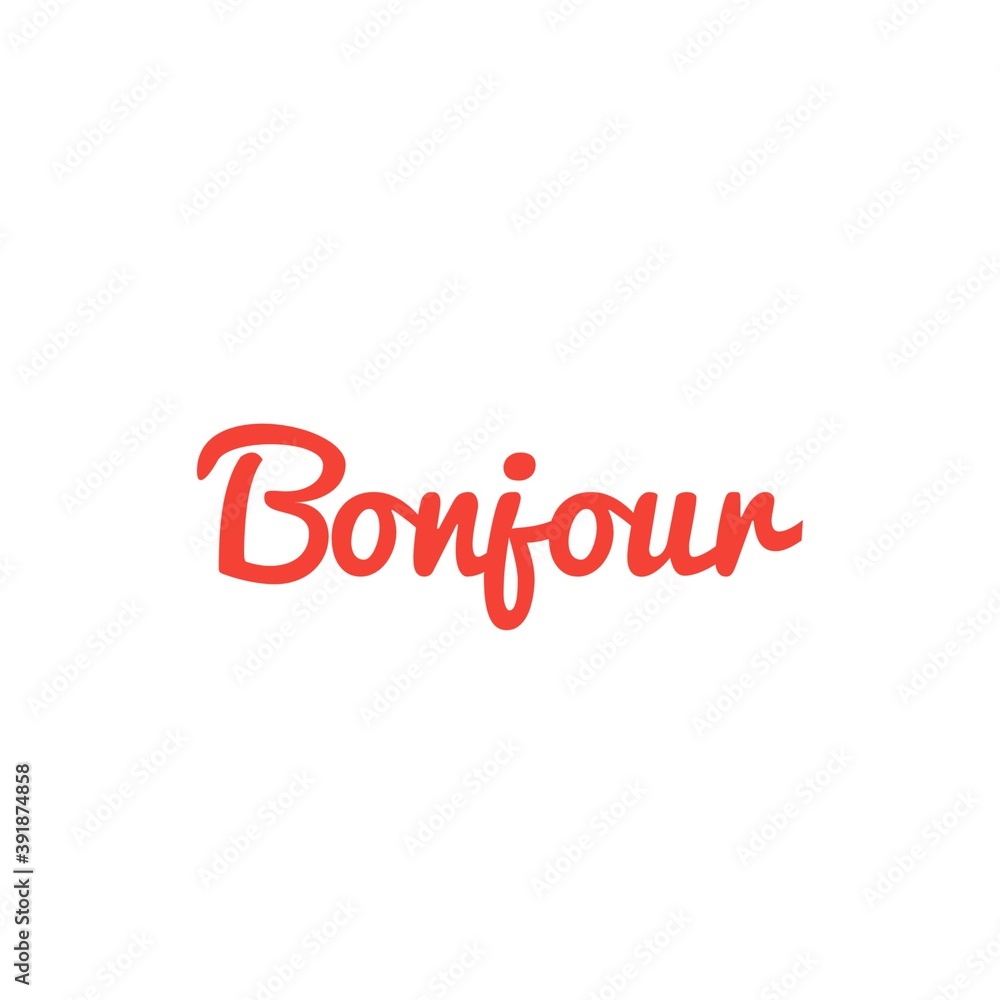 ''Bonjour'' (''hello'' in french) Lettering Illustration Red Design