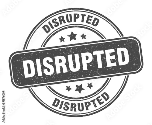 disrupted stamp. disrupted label. round grunge sign