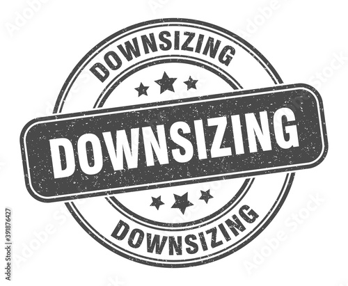 downsizing stamp. downsizing label. round grunge sign