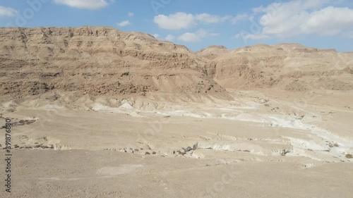 Aerial view of Desert landscape, beautiful canyons, mountains ,sands and vast arid terrain , Judean Desert Israel
