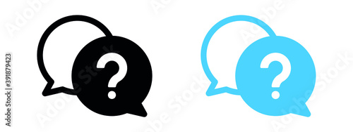 Question mark icon, Help speech bubble sign, Question bubble, FAQ icon for apps and websites
