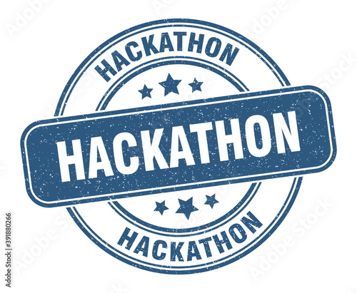 hackathon stamp. hackathon label. round grunge sign