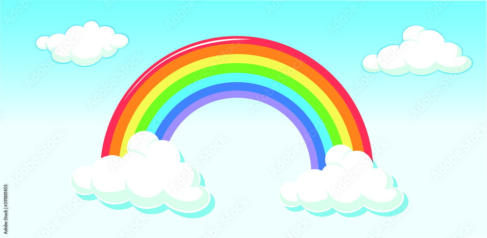 Colorful cartoon Rainbow With Clouds, and Gradient Mesh, Vector Illustration Colorful cartoon Rainbow With Clouds, and Gradient Mesh, Vector Illustration