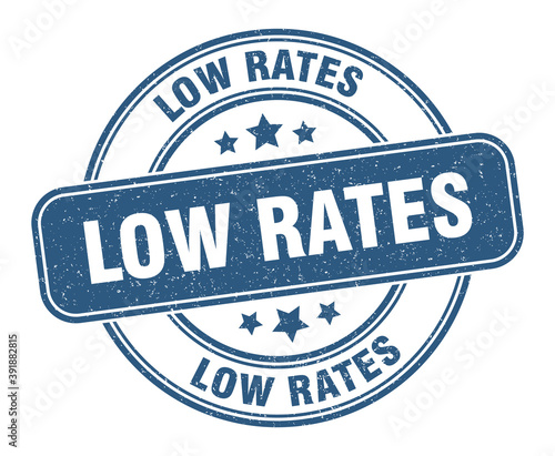 low rates stamp. low rates label. round grunge sign