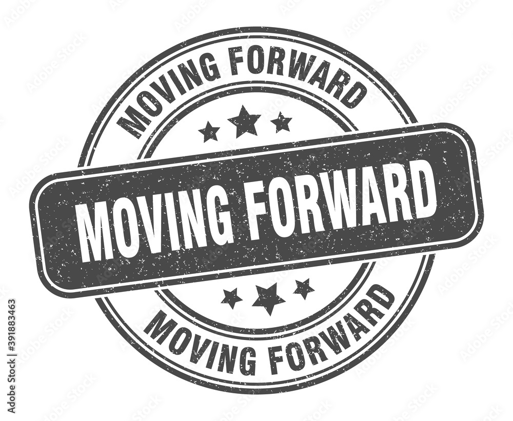 moving forward stamp. moving forward label. round grunge sign