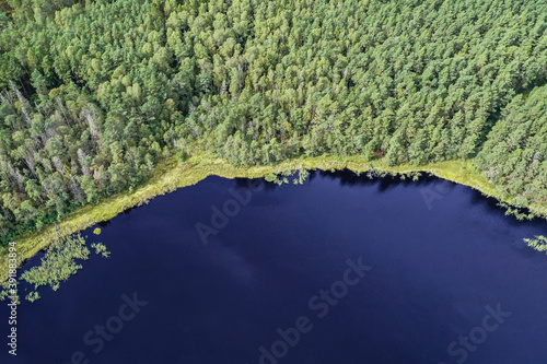Drone view of Stoborowe Lake near Wejherowo town, Kashubia regio, part of Poerania Province of Poland