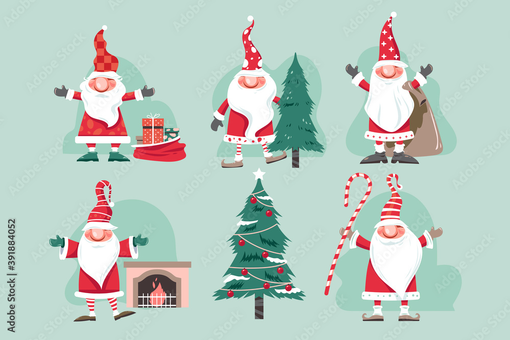 Set of Christmas Gnome Vector Illustration Set of Christmas Gnome Vector Illustration