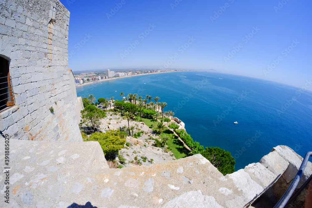 
panoramic view of Peñíscola beach from the castle