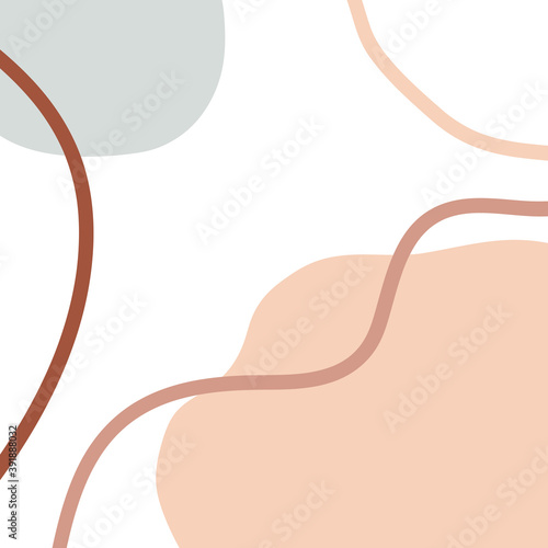 Terracotta background with organic abstract shapes. Contemporary poster. Design for greeting cards, covers, branding.
