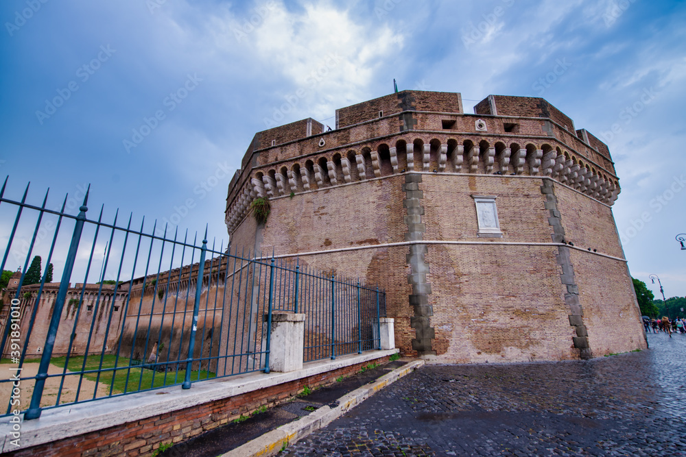ROME, ITALY - JUNE 2014: Tourists enjoy the beautiful Saint Angel Castle