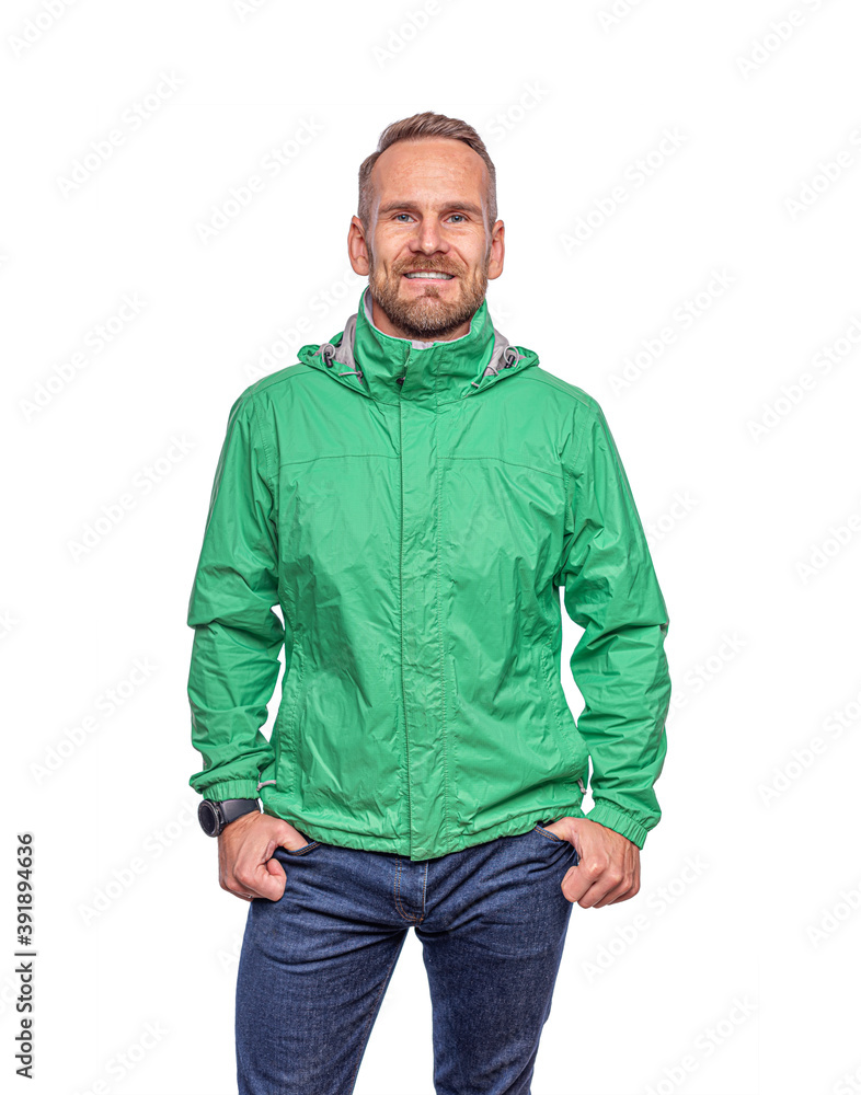 Fototapeta premium Attractive man standing posing over white background