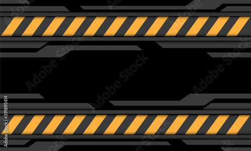 Abstract grey black cyber yellow line caution symbol design modern futuristic technology background vector illustration.