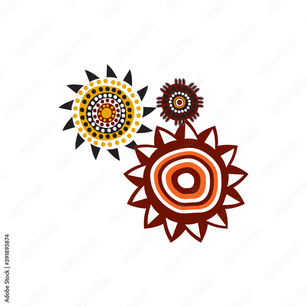 Aboriginal art dots paining icon logo design template Aboriginal art dots paining icon logo design template