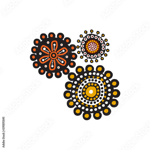 Aboriginal art dots paining icon logo design template