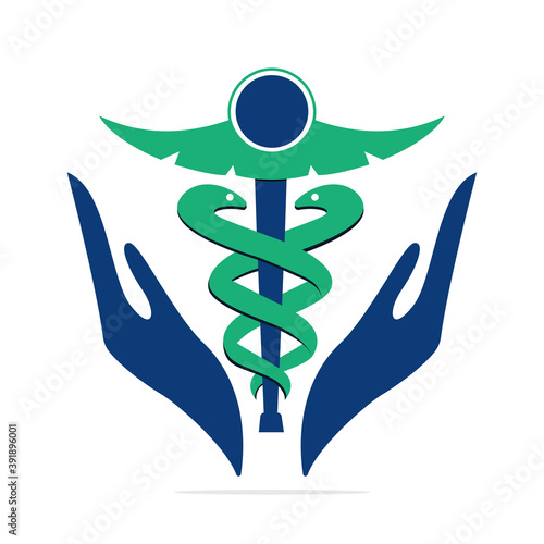 Caduceus medical logo vector design.  Medical concept vector template design.