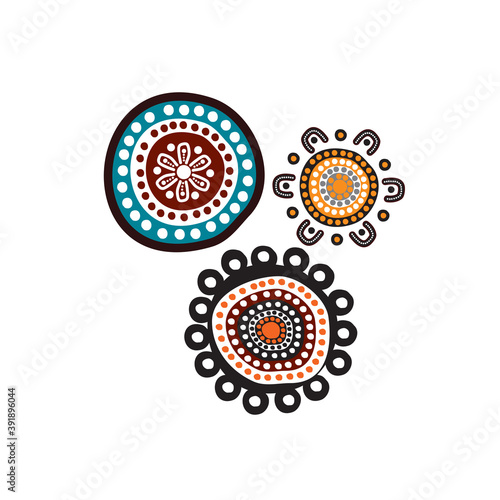 Aboriginal art dots paining icon logo design template