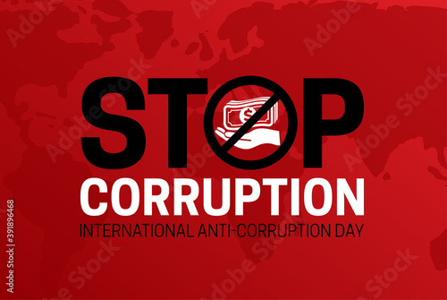 Red Stop Corruption and International Anti-Corruption Day Background