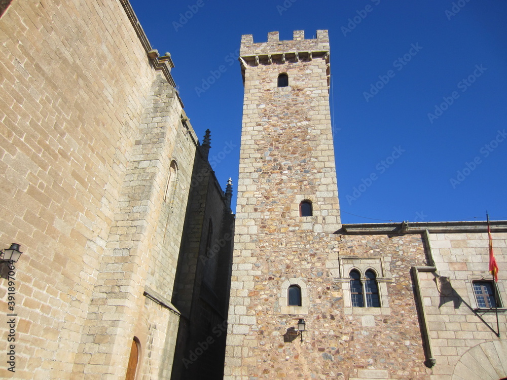 church tower with blue sky