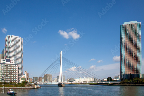 Tokyo cityscape of beautiful waterfront in sunny day