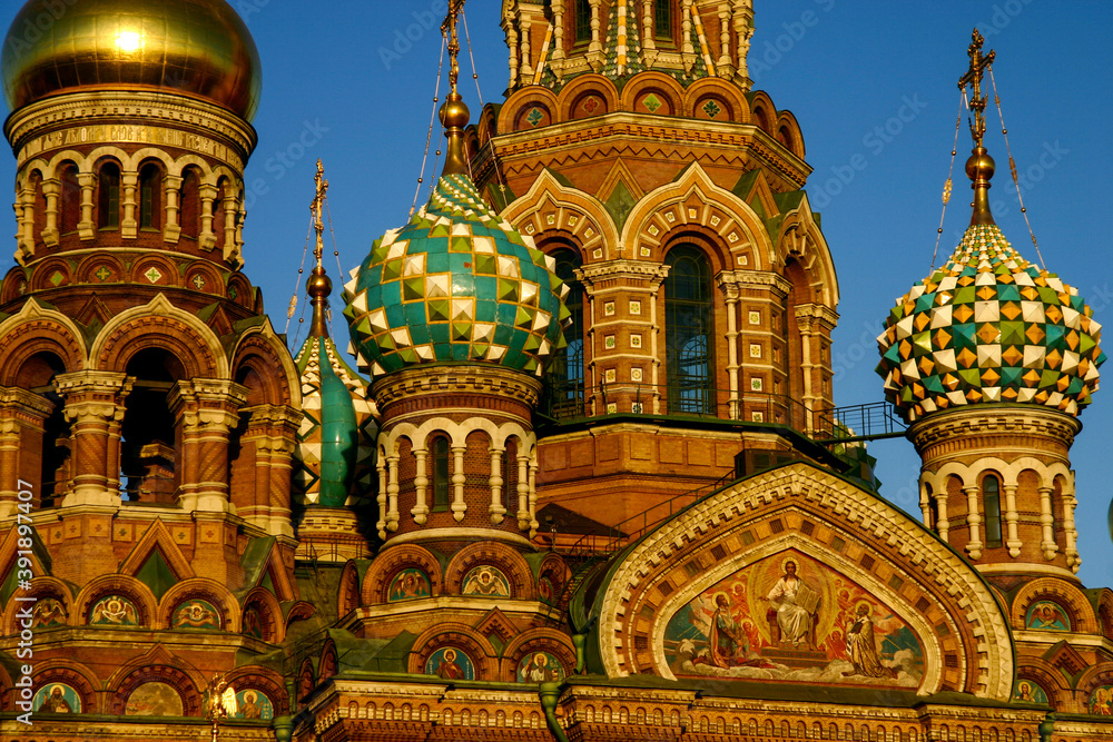Fototapeta premium Close-Up Picture of The&nbsp;Church of the Savior on Spilled Blood in Saint Petersburg, Russia