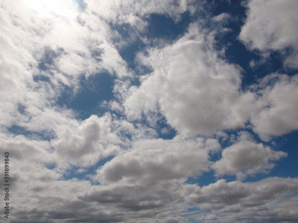 White clouds in the sky in summer White clouds in the sky in summer