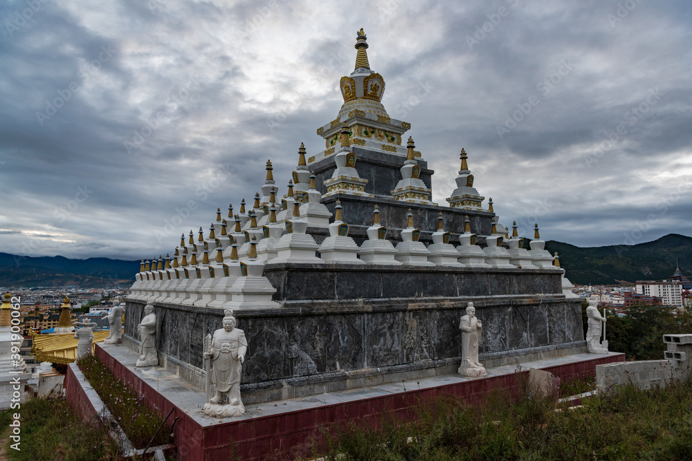 Panoramic view of Shangri-La at Baita Temple, Shangri-La, Yunnan, China