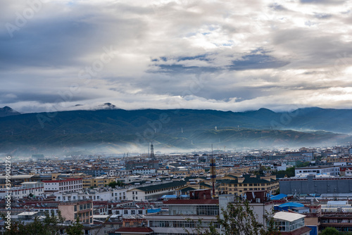 Panoramic view of Shangri-La at Baita Temple, Shangri-La, Yunnan, China