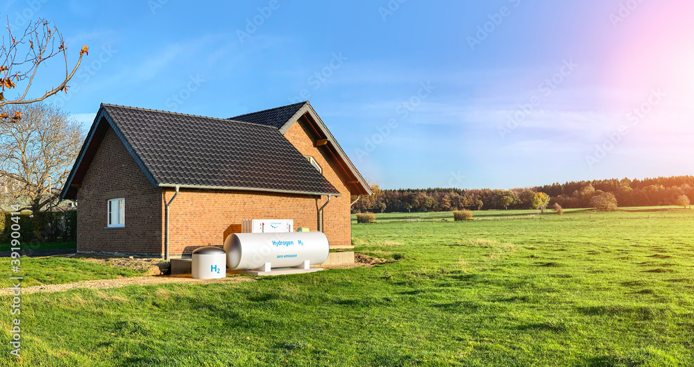 Hydrogen renewable energy production - hydrogen gas for clean electricity at real estate home Hydrogen renewable energy production - hydrogen gas for clean electricity at real estate home