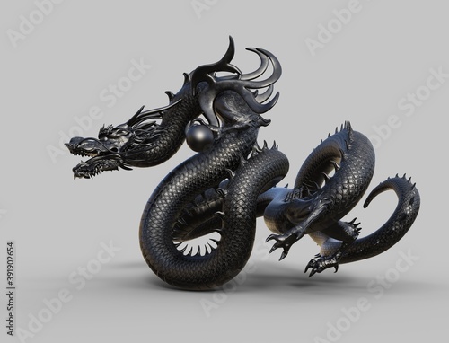 chinese monster dragon black - 3d rendering