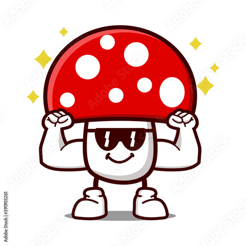 cute mushroom cartoon mascot character