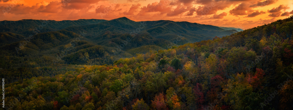 Sunset in the hills of the Smokies