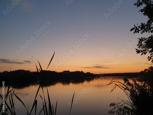 sunset over lake