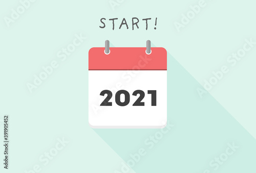 2021年のシンプルなカレンダー： 新年・年始イメージ素材