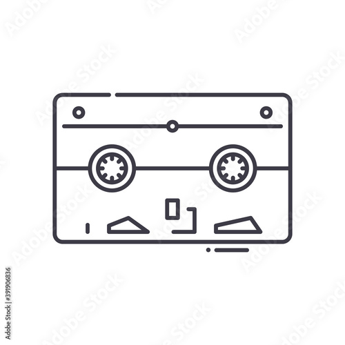 Tape backup icon, linear isolated illustration, thin line vector, web design sign, outline concept symbol with editable stroke on white background.