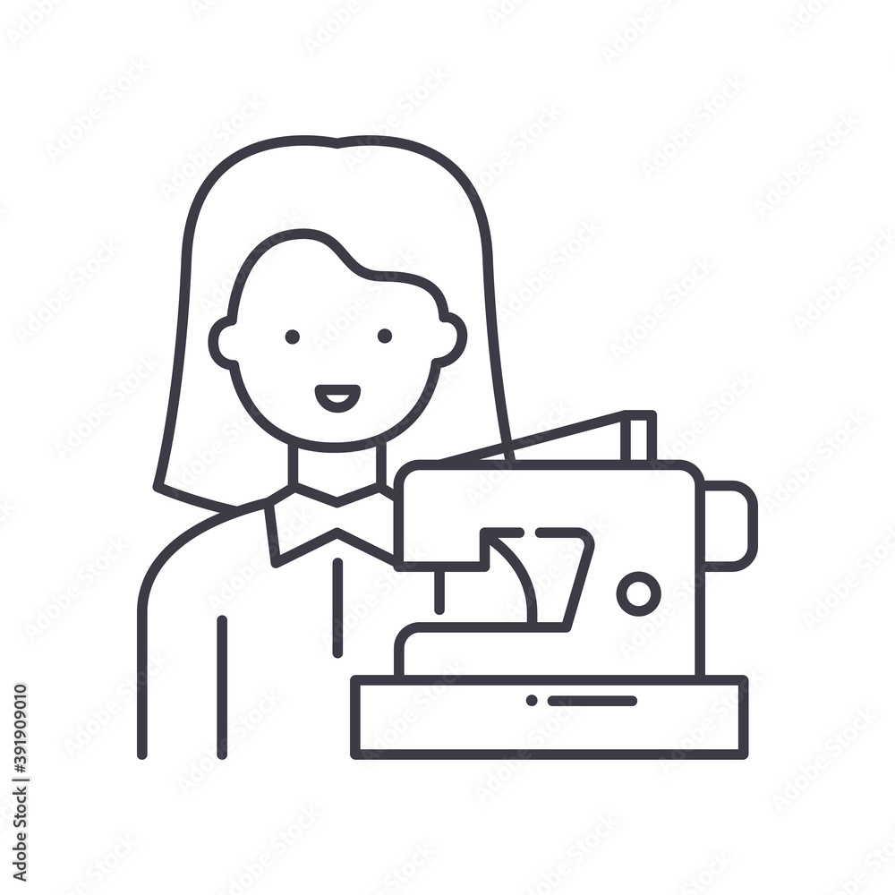 Tailor concept icon, linear isolated illustration, thin line vector, web design sign, outline concept symbol with editable stroke on white background. Tailor concept icon, linear isolated illustration, thin line vector, web design sign, outline concept symbol with editable stroke on white background.