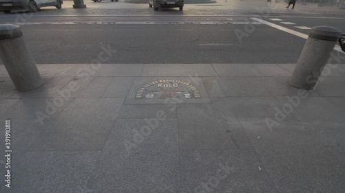 Puerta de Sol , Kilómetro cero, landmark in Madrid, Spain photo