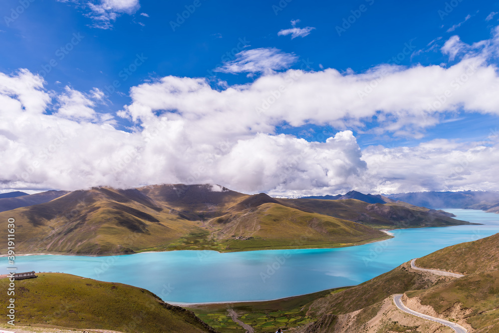 Blue lake scenery on the plateau