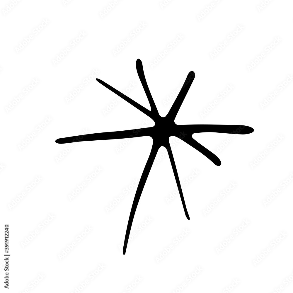 Black Snowflake isolated on white background. Line art, doodle, hand drawn. Xmas, New Year, winter elements of design and icons. Simple vector illustration Black Snowflake isolated on white background. Line art, doodle, hand drawn. Xmas, New Year, winter elements of design and icons. Simple vector illustration