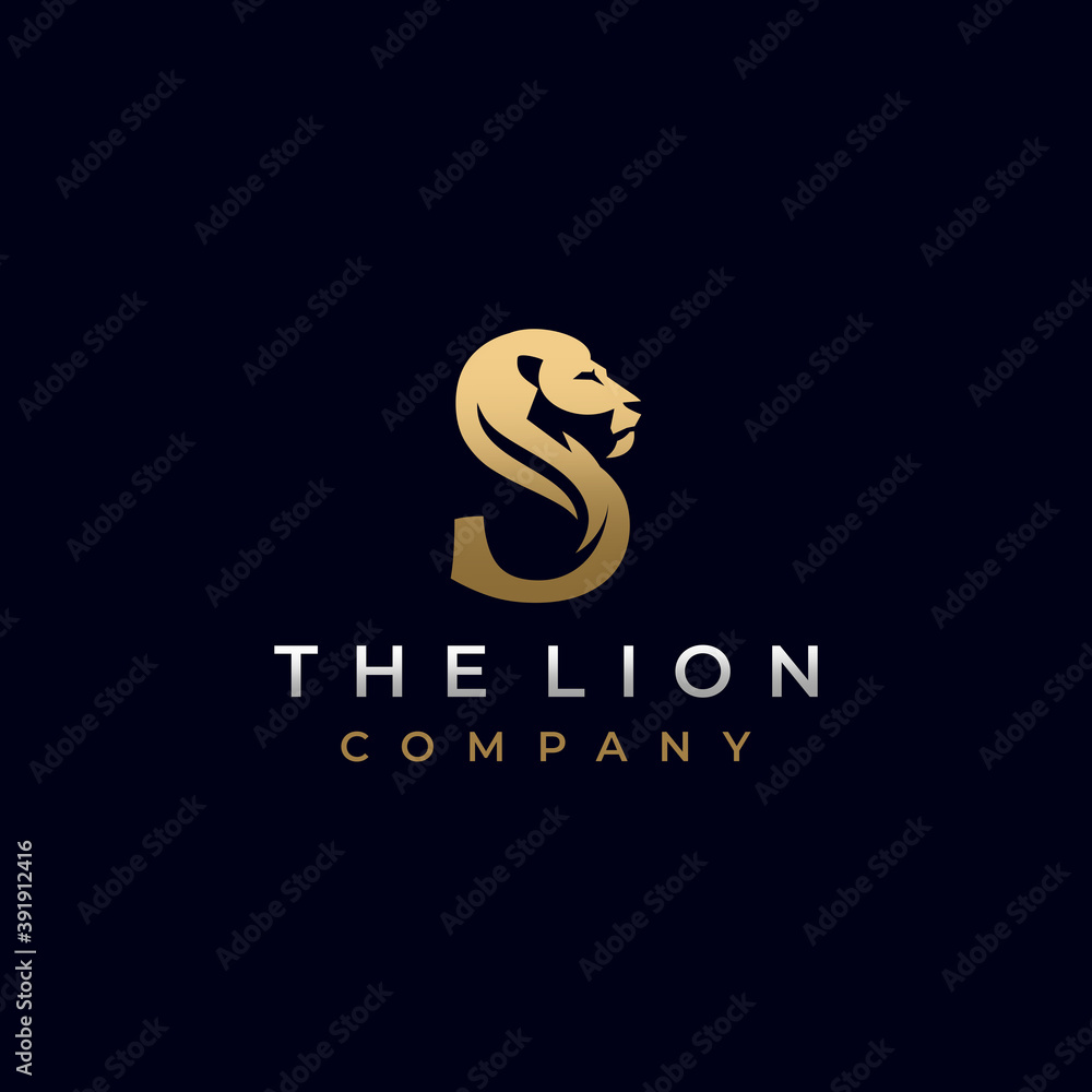 Vetor de Letter S Lion Head, Elegant Luxury Logo Design Vector do Stock ...