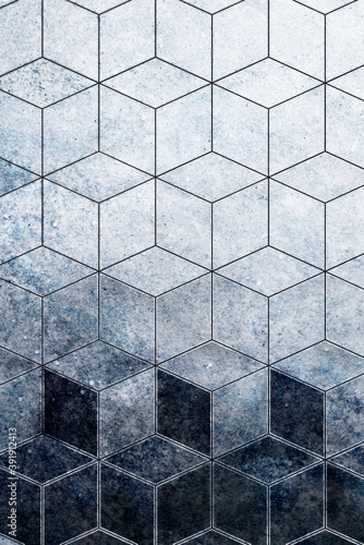 Abstract blue cubic patterned background