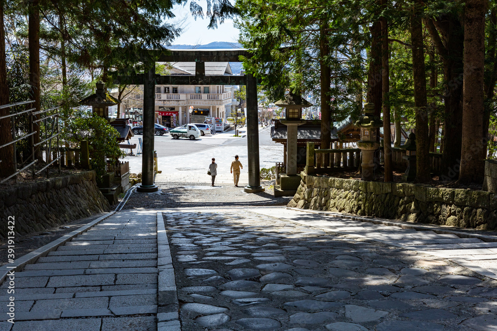 神社の参道と鳥居