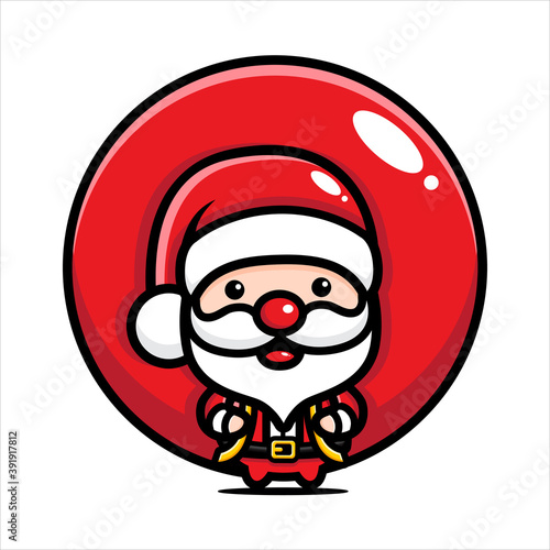 cute santa claus characters carry gifts with big bags