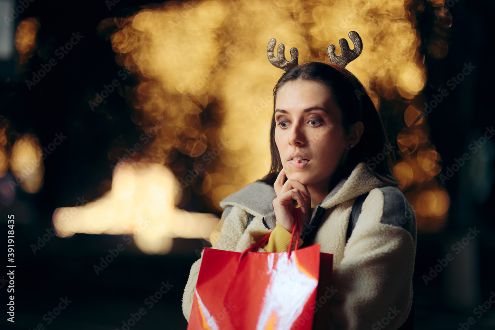 Φωτογραφία Funny Woman Thinking What Presents to Buy for Christmas